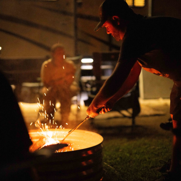 Cooking by campfire